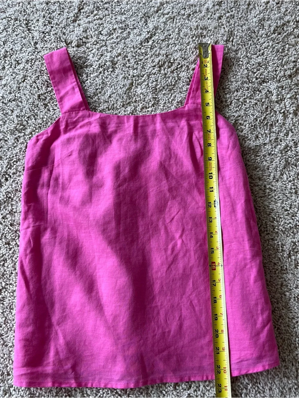 J Crew Linen‎ Blend Squareneck Tank Top XXS Pink Vacation Summer Coastal NWT